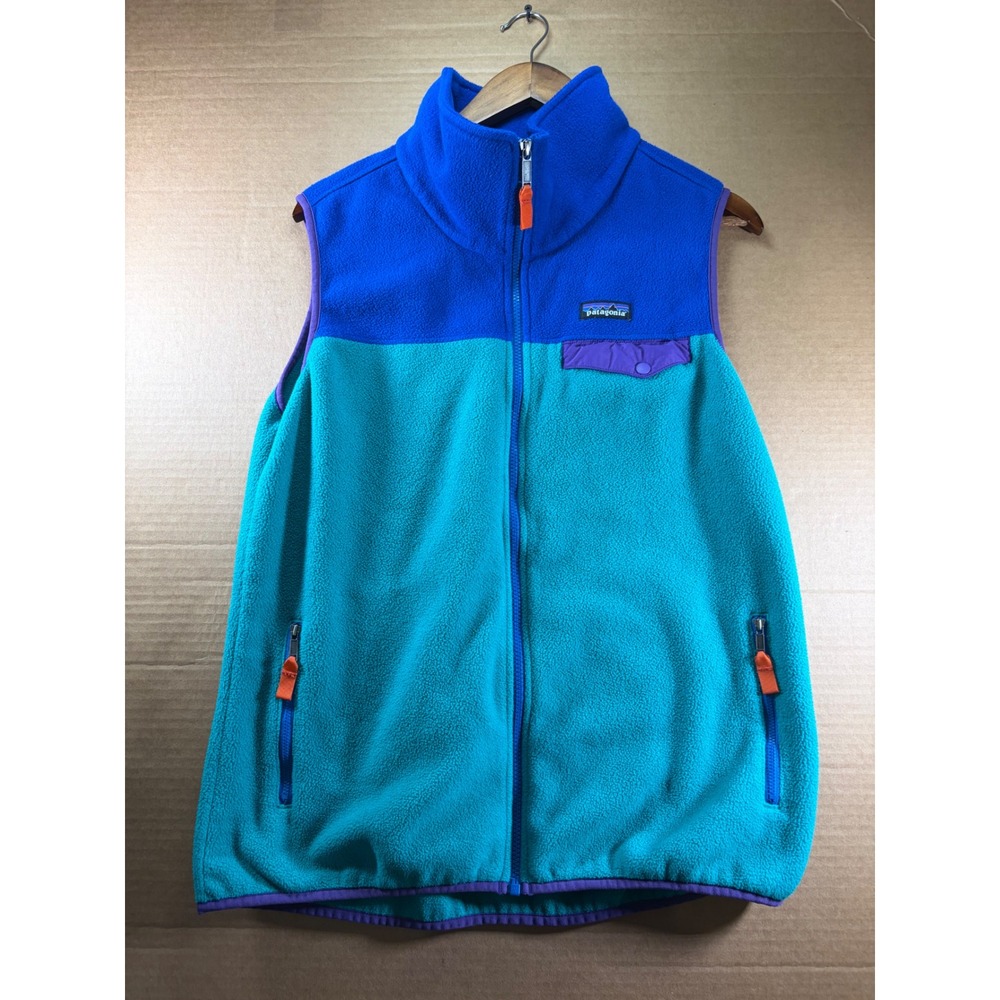 Patagonia Synchilla Fleece Vest Mens XL Blue Teal Full Zip Colorblock Jacket